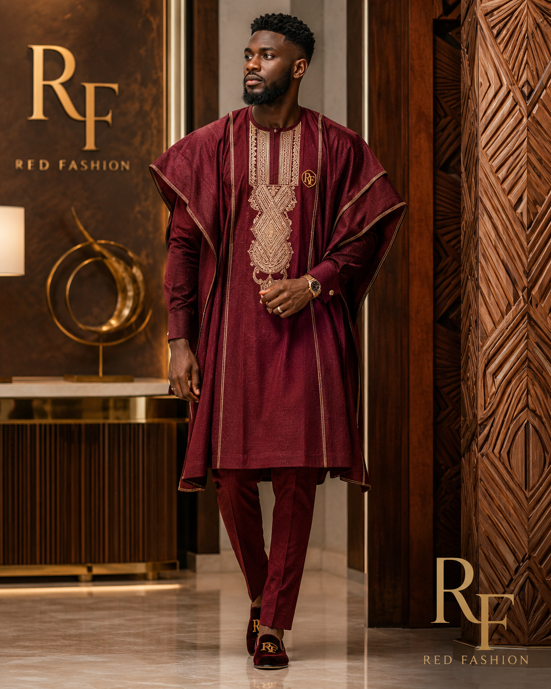 Red Fashion bold native men outfit